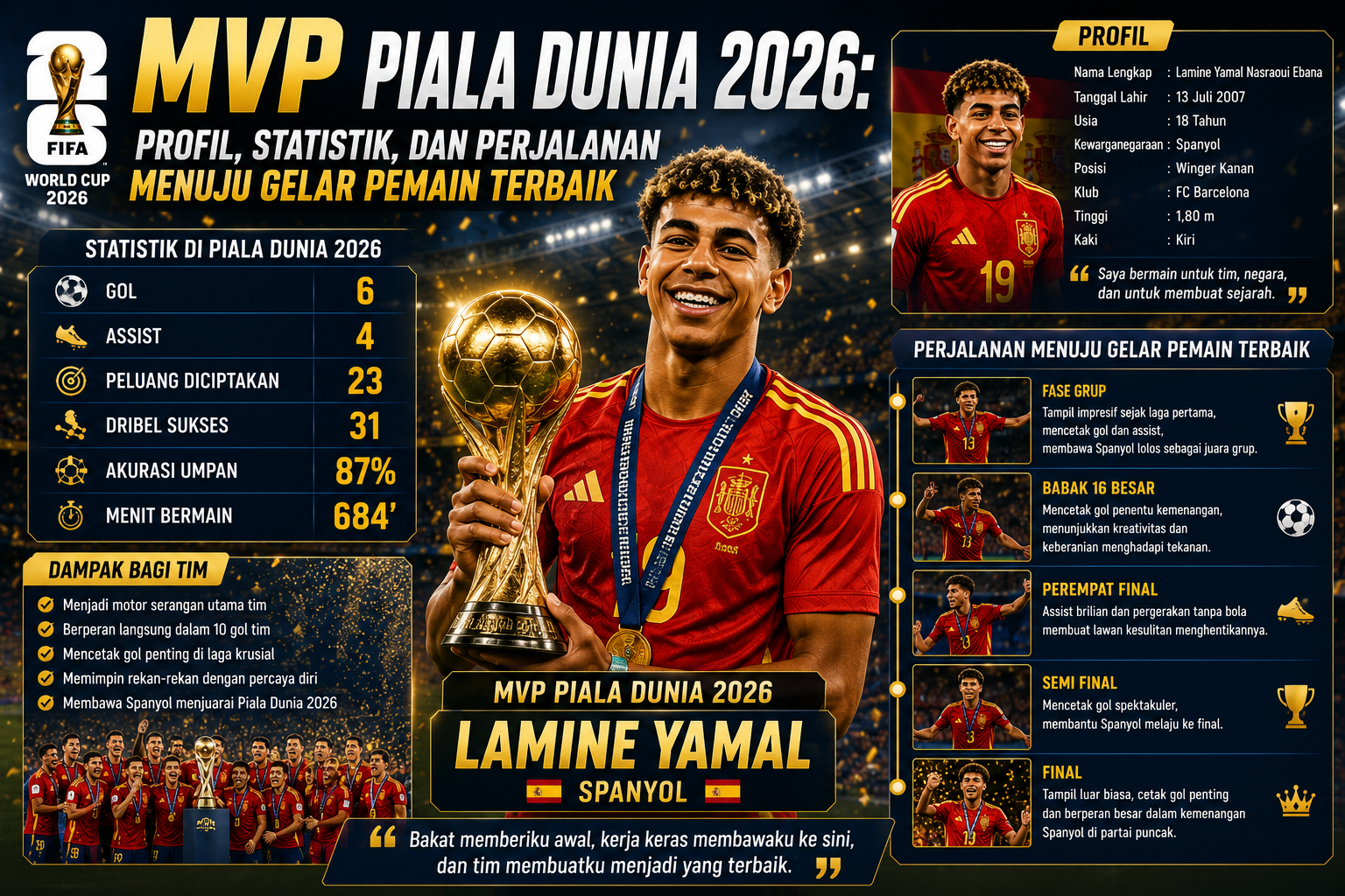 MVP Piala Dunia 2026: Profil, Statistik, dan Perjalanan Menuju Gelar Pemain Terbaik