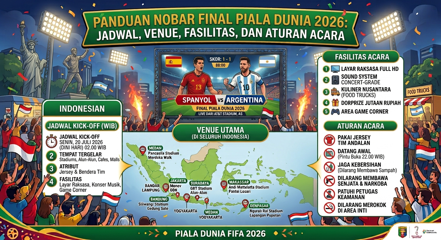 Panduan Nobar Final Piala Dunia 2026: Jadwal, Venue, Fasilitas, dan Aturan Acara
