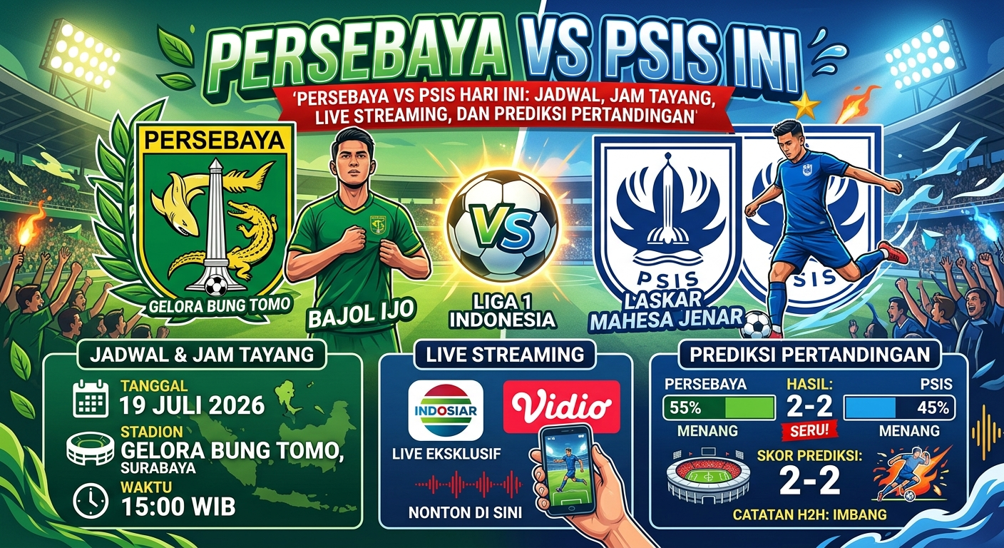 Persebaya vs PSIS Hari Ini: Jadwal, Jam Tayang, Live Streaming, dan Prediksi Pertandingan