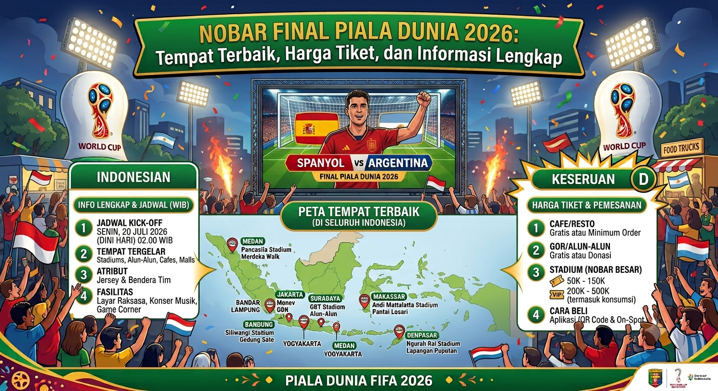 Nobar Final Piala Dunia 2026: Tempat Terbaik, Harga Tiket, dan Informasi Lengkap