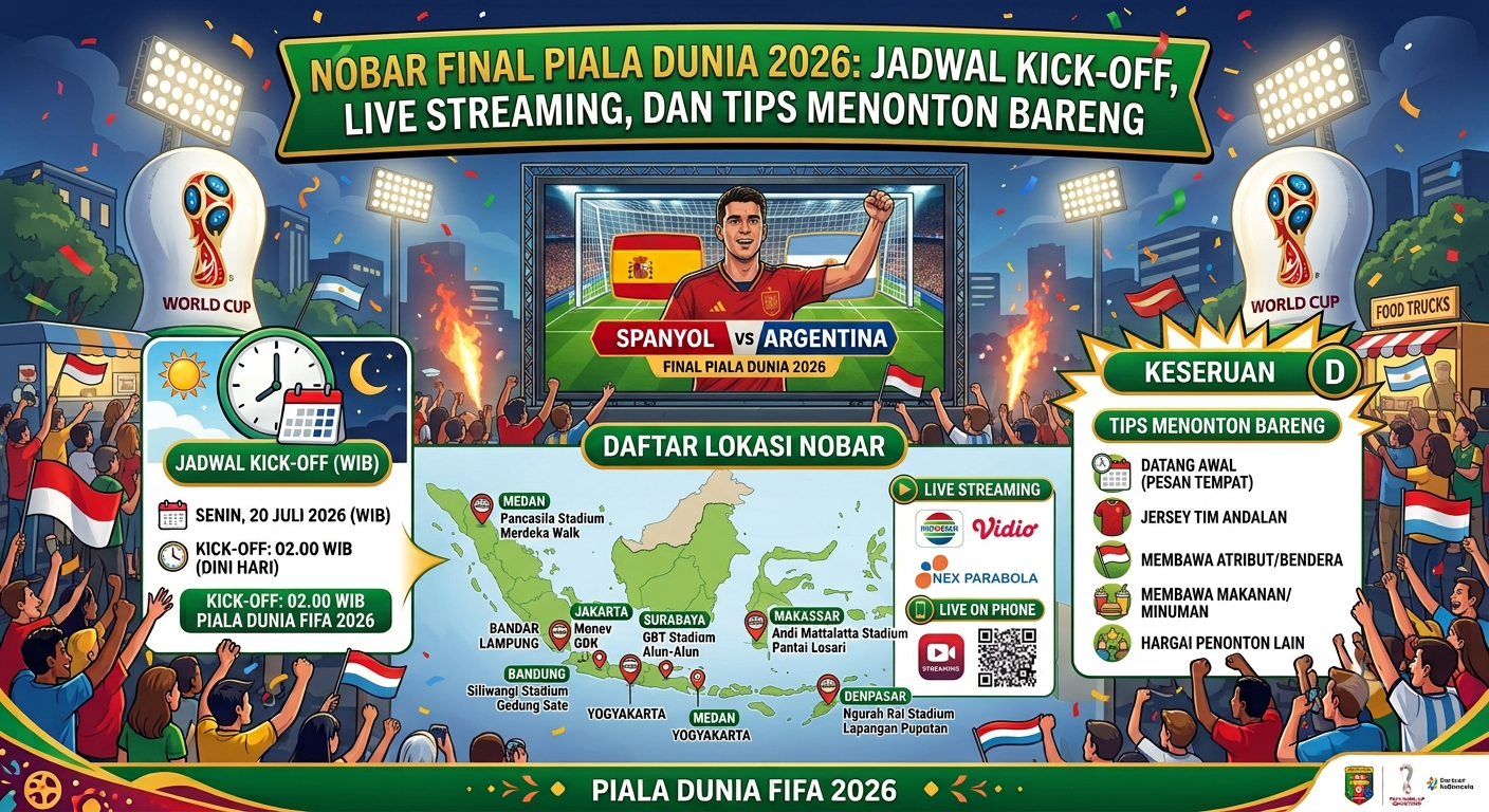 Nobar Final Piala Dunia 2026: Jadwal Kick-off, Live Streaming, dan Tips Menonton Bareng