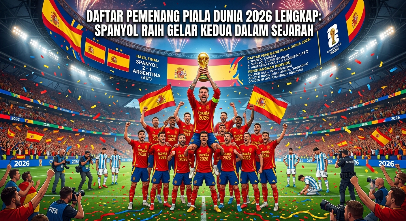 Daftar Pemenang Piala Dunia 2026 Lengkap: Spanyol Raih Gelar Kedua dalam Sejarah