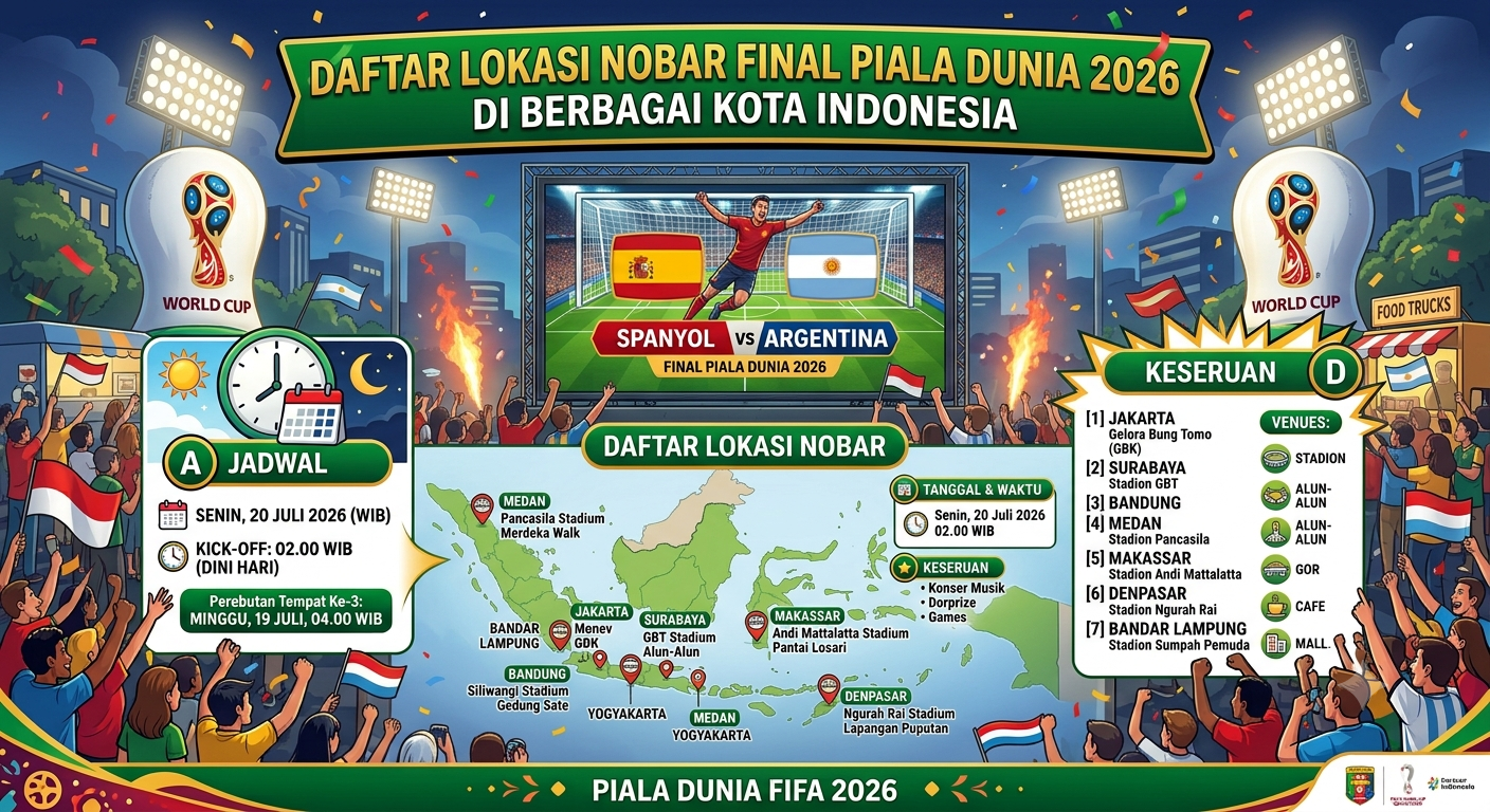Daftar Lokasi Nobar Final Piala Dunia 2026 di Berbagai Kota Indonesia